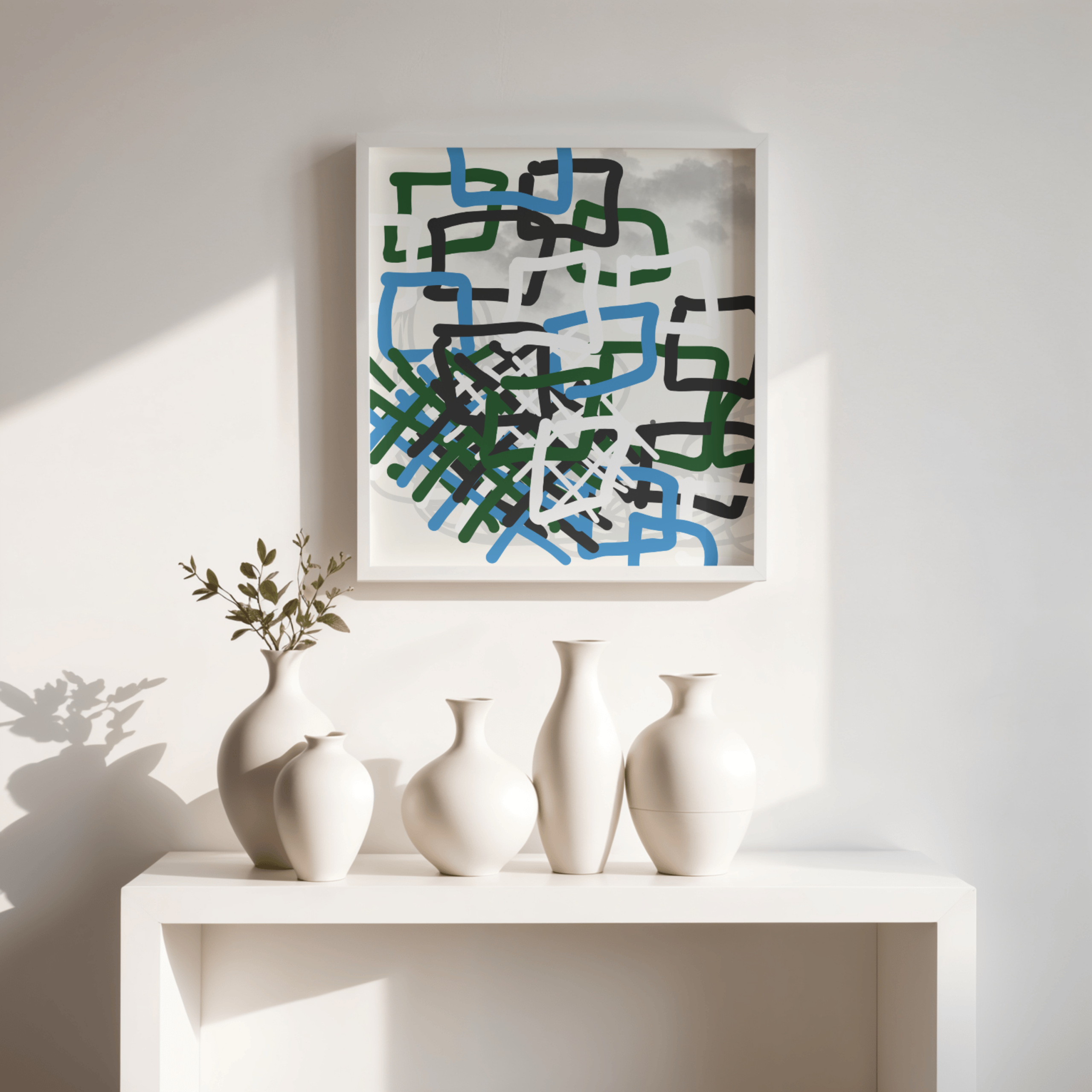Grid - Abstract Geometric Squares - Art Print by Lebusha P - Image 1